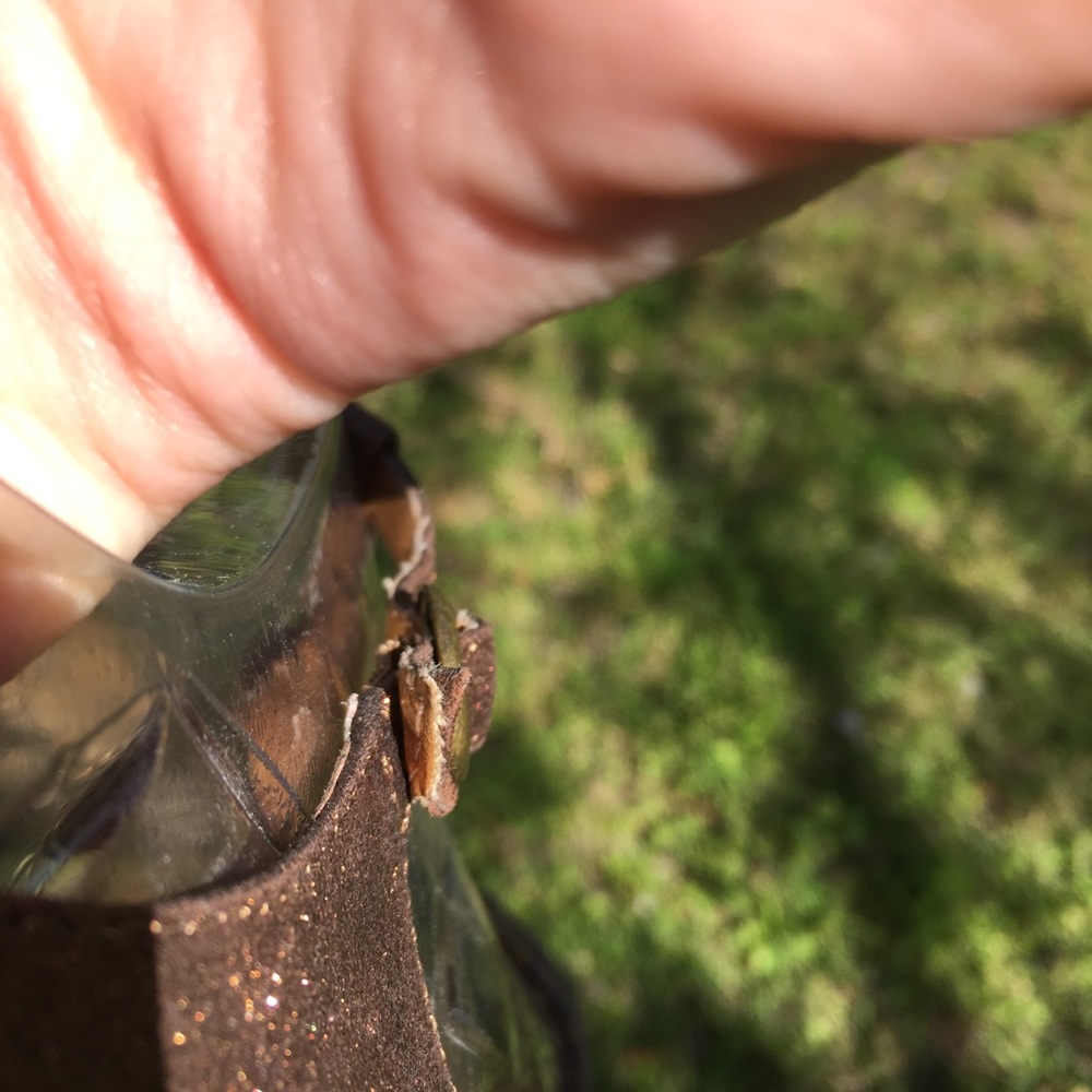 Golden Brown Open-Toed Heels - Picture 6 of 8